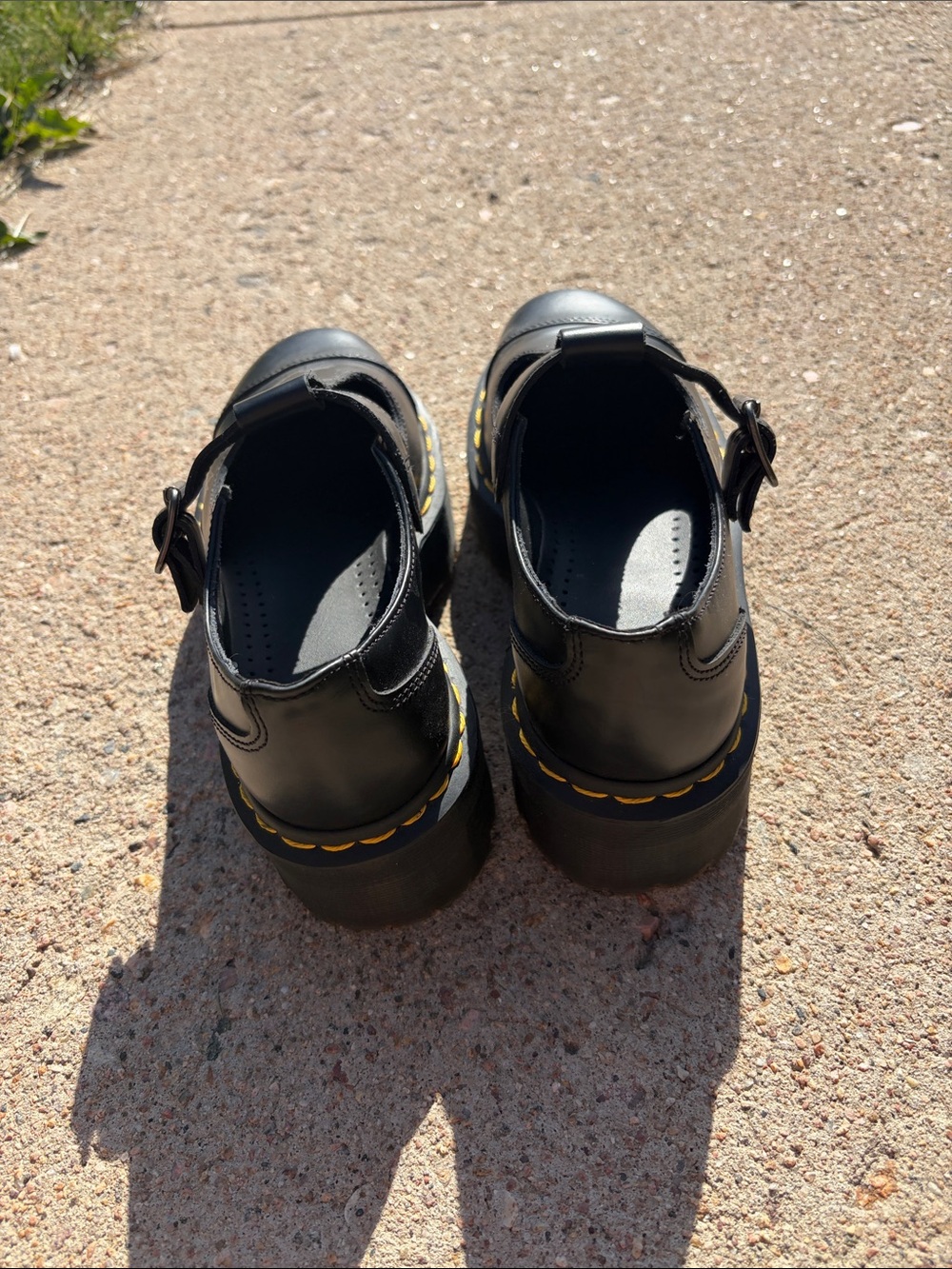 Dr. Martens Black Patent Mary Jane Shoe with Yellow Stitching - Picture 3 of 6